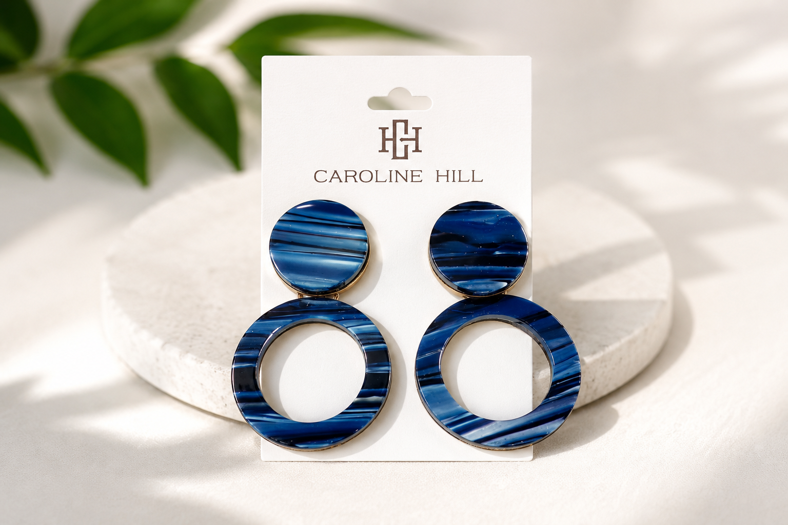 Bentlee Navy Circle Drop Earrings